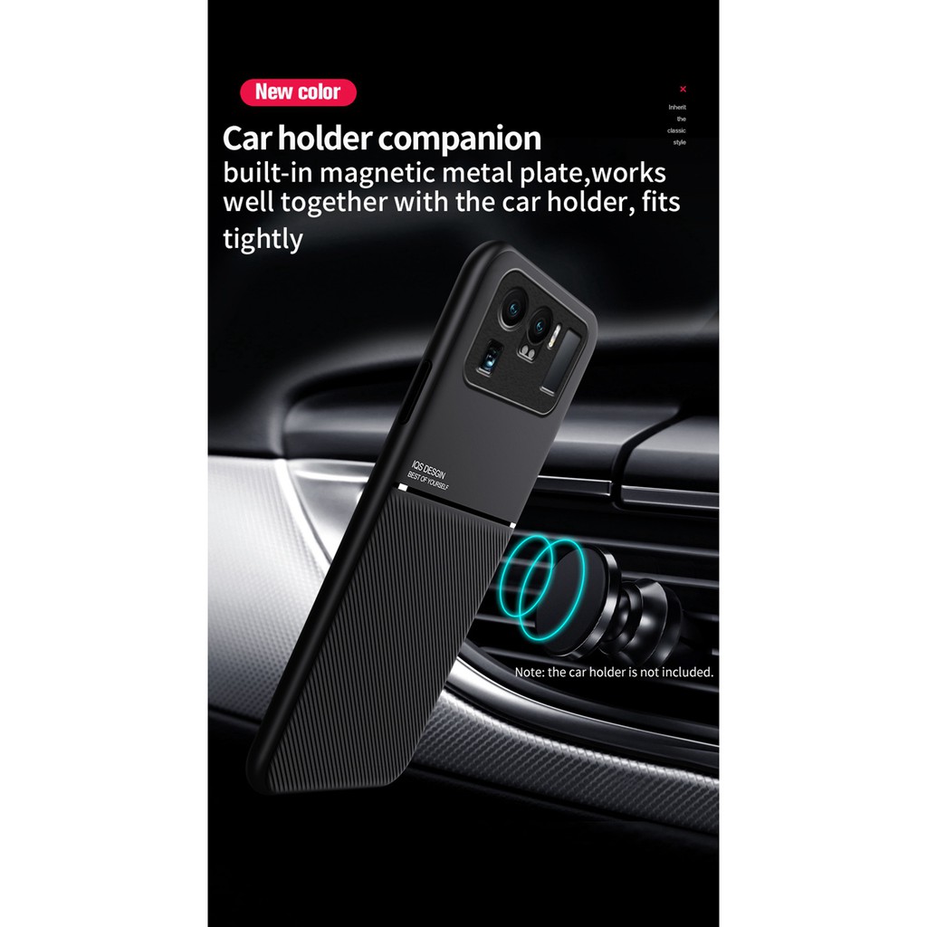 Ốp lưng chất liệu PC và da có nam châm cho xe ô tô tương thích với Xiaomi Mi 11 Ultra / Mi 10S