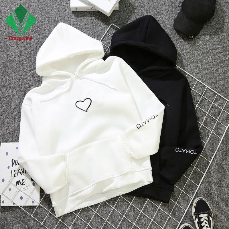 1 Áo Hoodies Tay Dài Hoạ Tiết Trái Tim Thời Trang Mùa Thu