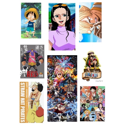 Bộ 40 Sticker hình dán ONE PIECE, sticker pvc, decal dán laptop