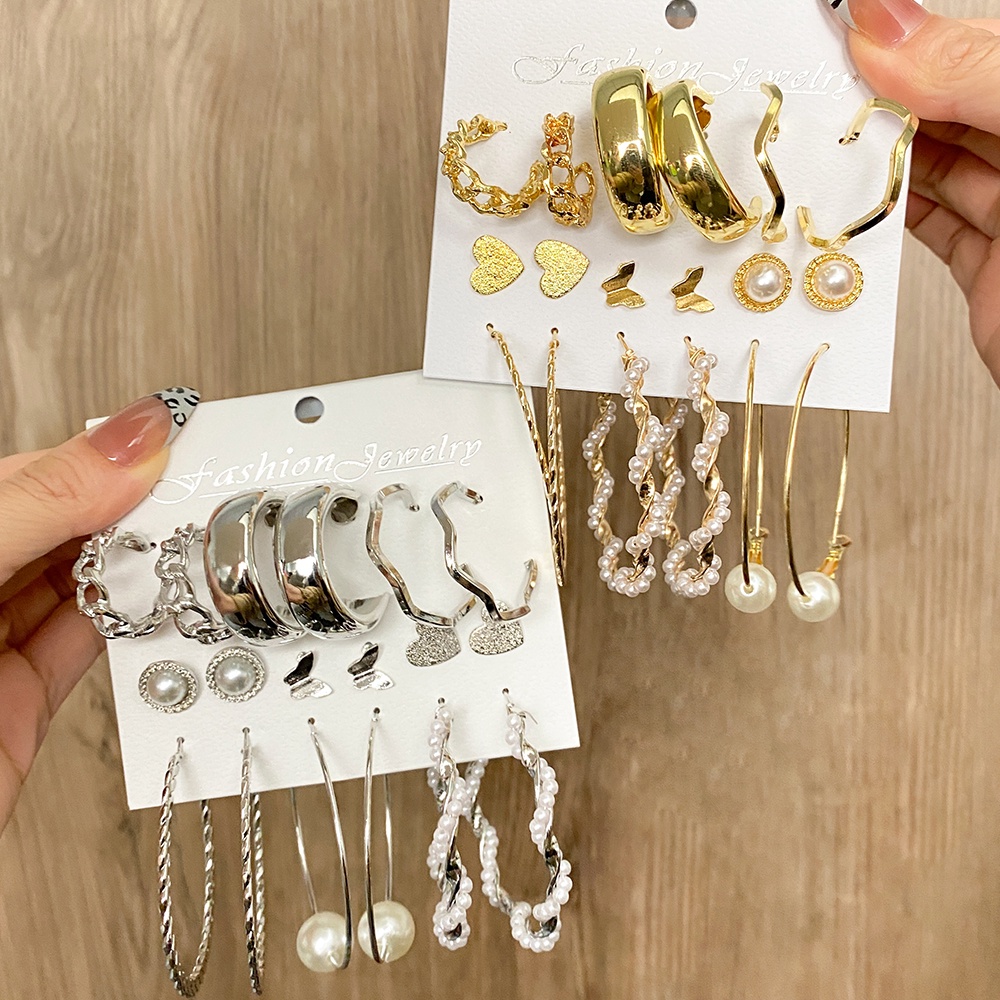 Set 6 đôi bông tai đa dạng thời trang cho nữ