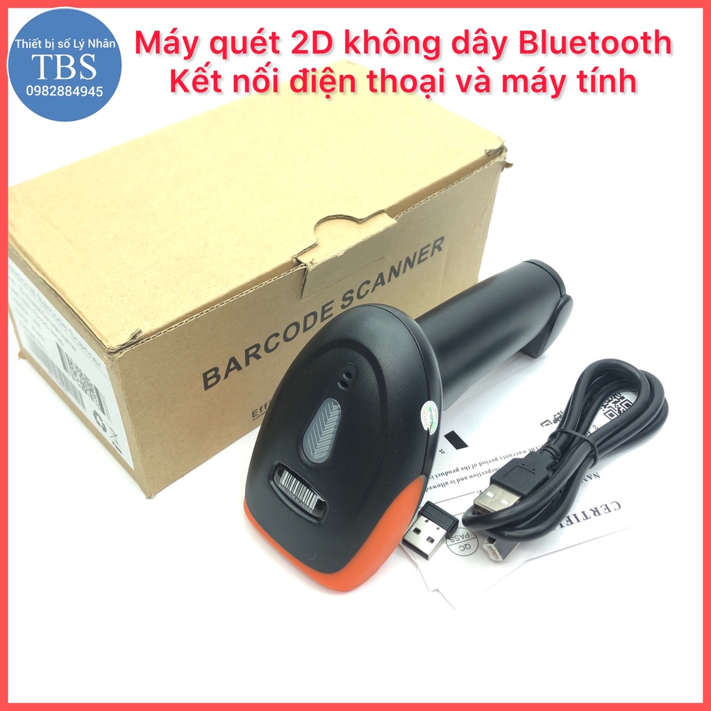 Máy quét 2D không dây kết nối Bluetooth với điện thoại/máy tính và OTG điện thoại