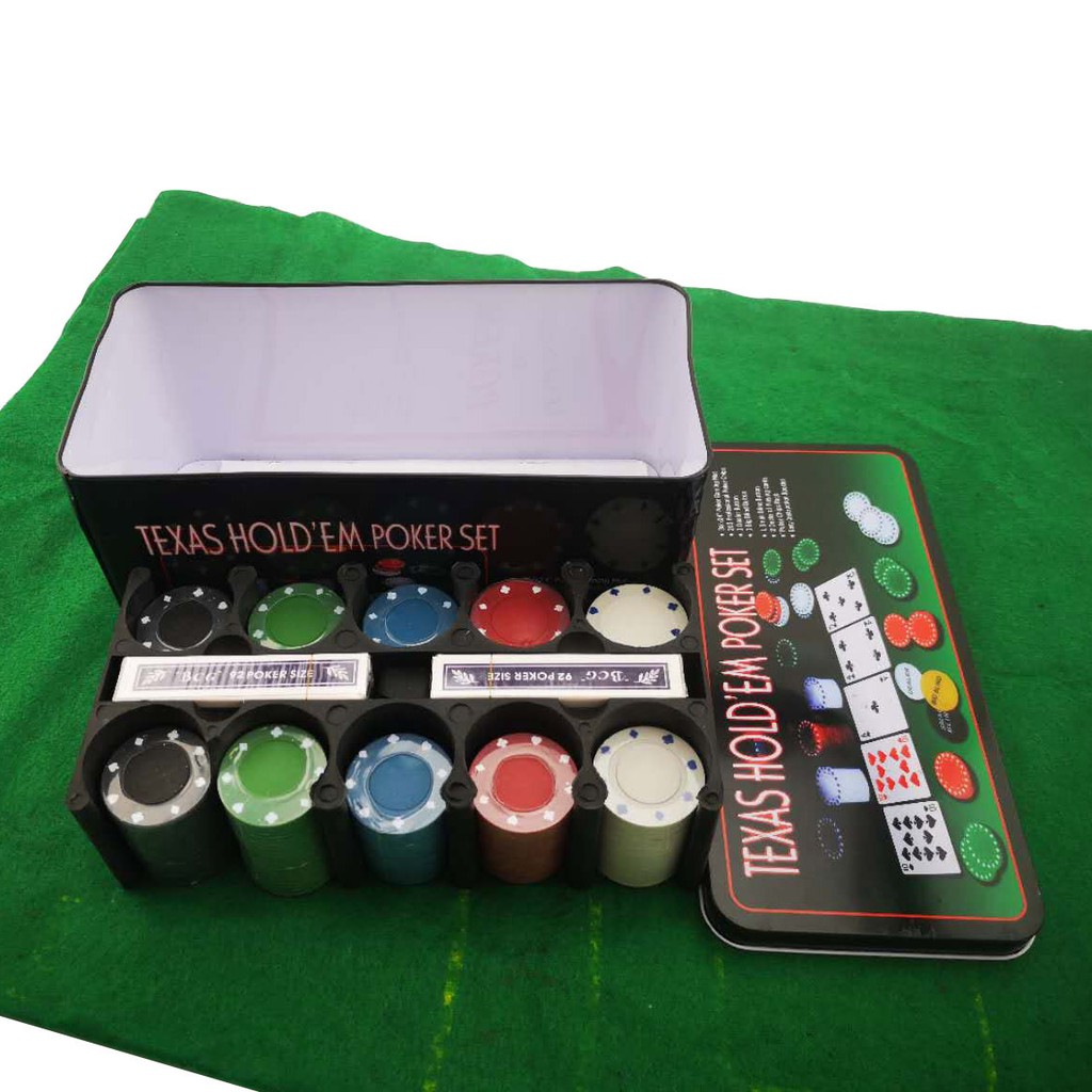 Bộ Phỉnh 200 Chip Poker Texas Holdem Hold'em Blackjack Full Hộp