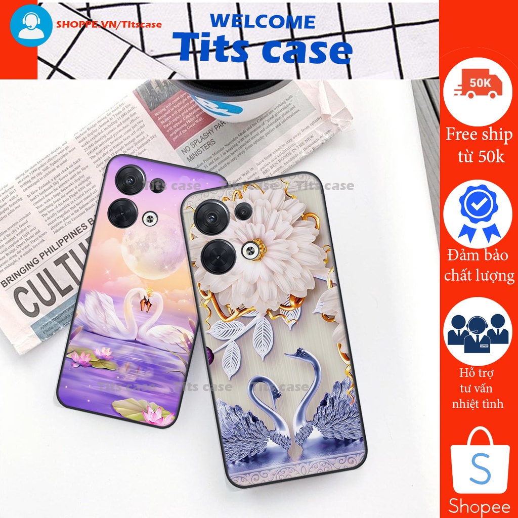 Ốp lưng Oppo RENO 8 5G / RENO 8Z 5G in hình thiên nga,hoa may mắn, đặc sắc ĐỘC - LẠ - BỀN