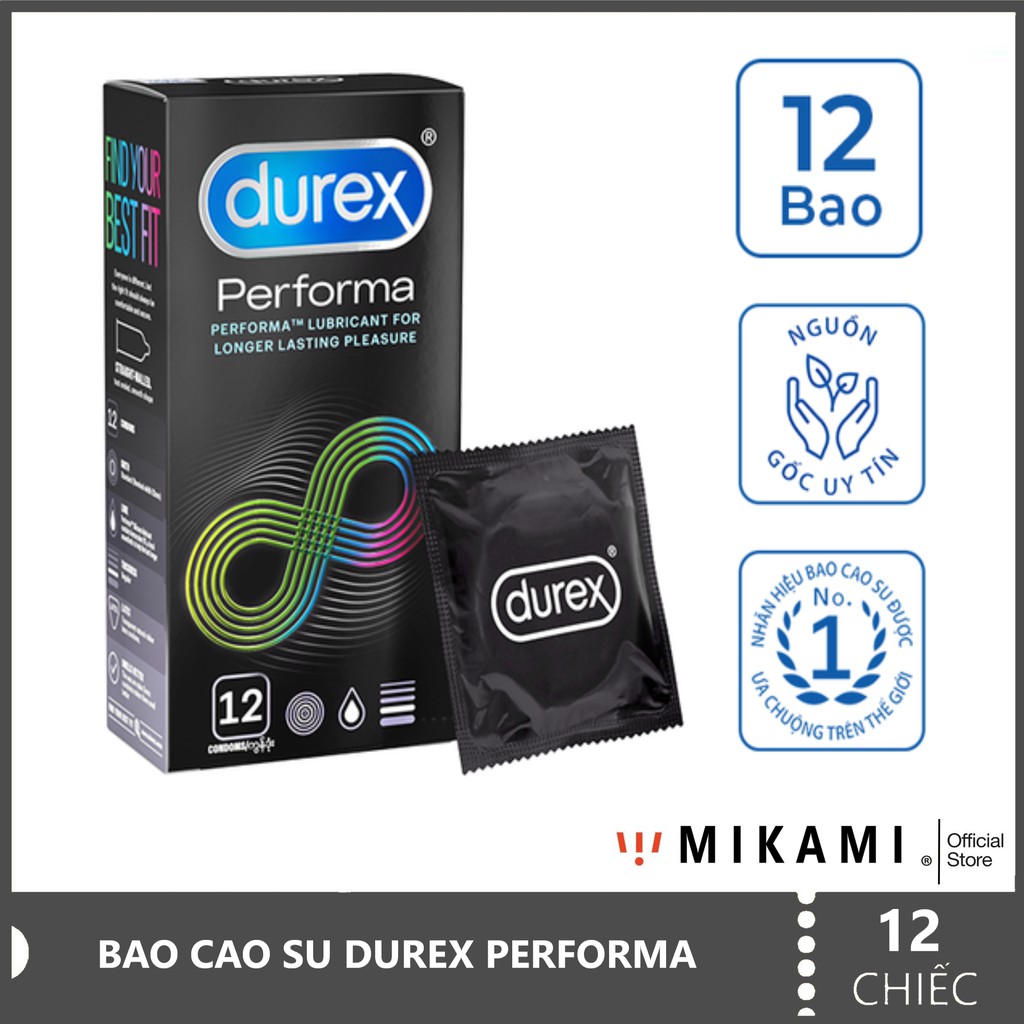 [Chính Hãng] Bao Cao Su DUREX PERFOMA - Gây Tê Kéo Dài Thời Gian - Hộp 12c