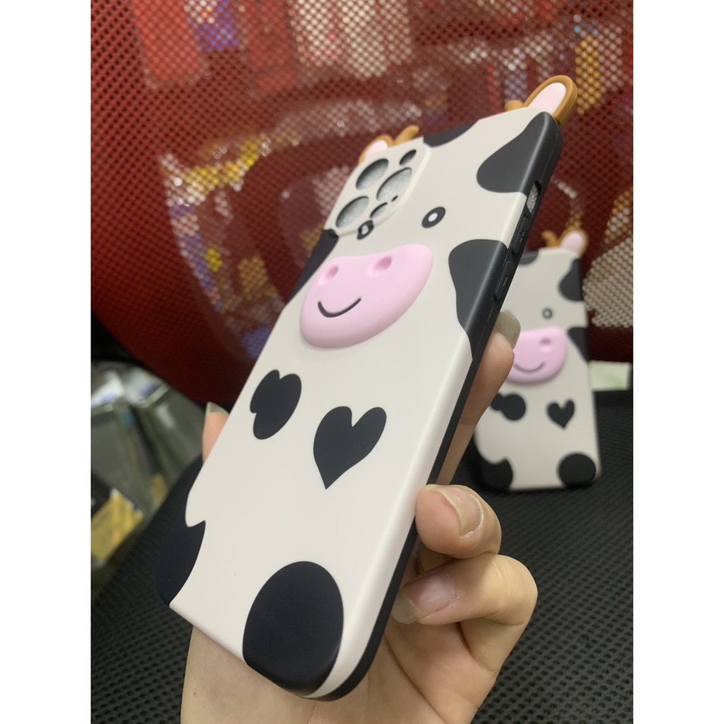 Ốp iPhone X/xs, iP11, 11 promax, ip12, 12 promax  dẻo in hình bò sữa kute