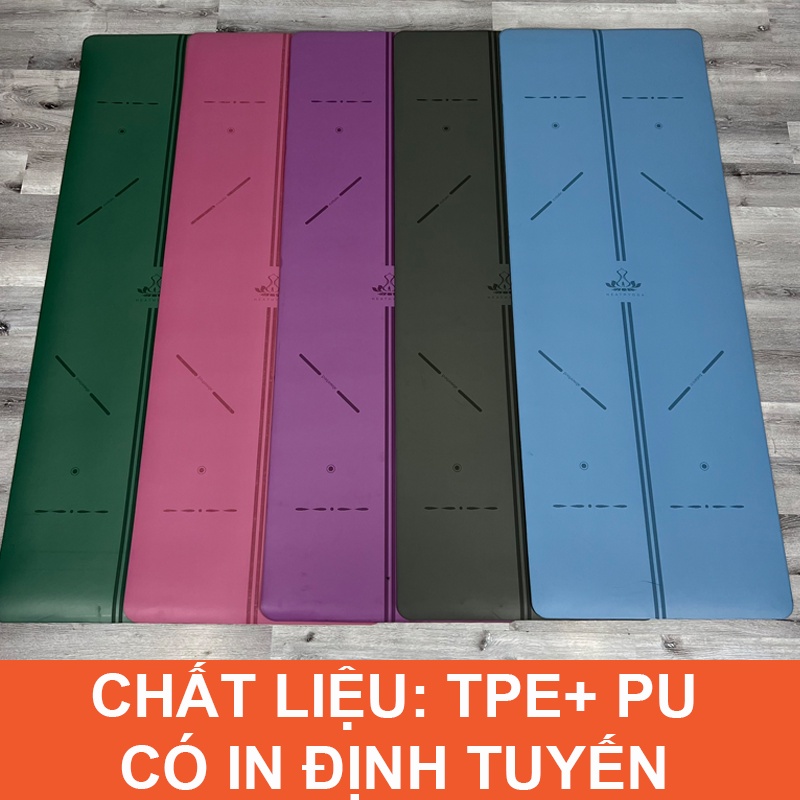 ( Thanh Lí ) Thảm Tập Yoga Gym Pilates Thể Dục In Định Tuyến Chất Liệu TPE+ PU Chống Trơn Trượt 183*61Cm Dày 6mm