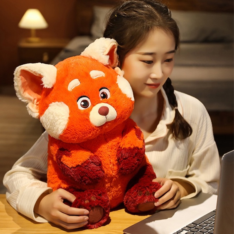 Thú nhồi bông màu đỏ bằng cotton pp/Đuôi nhồi bông làm móc khóa chủ đề hoạt hình Turning Red