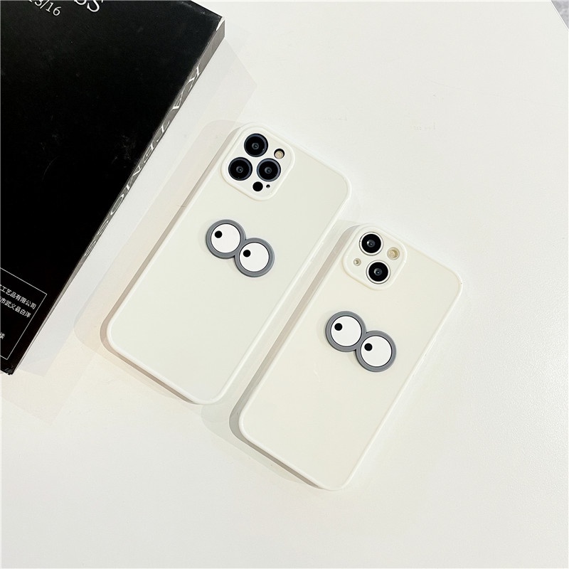 Ốp Điện Thoại TPU Dẻo Họa Tiết 3D Đôi Mắt Màu Trắng Thời Trang Chống Rơi Cho IPhone 13 12 11 Pro Max X XS XR 8 7 6 Plus