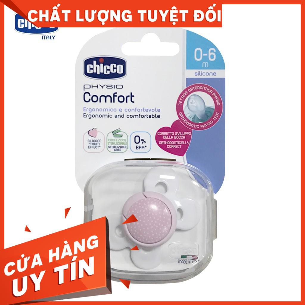 (Chính Hãng) TI GIẢ SILICON CHICCO PHYSIO COMFORT KÈM HỘP 0-6M