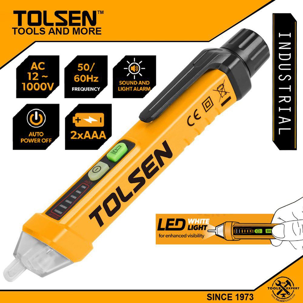 Bút dò điện áp âm tường xoay chiều công nghiệp Tolsen 38110
