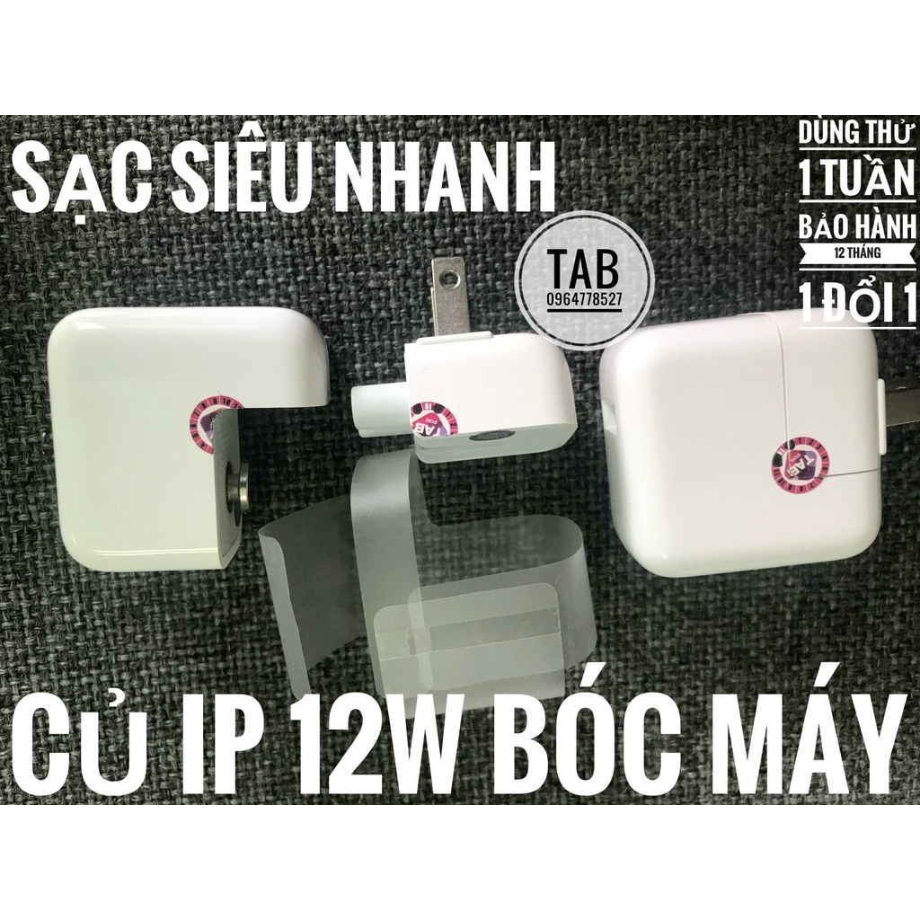 COMBO Củ Sạc IP 12w + Cáp Ligtning Bóc Máy (Tặng Hộp Đựng) -Bảo Hành 12T