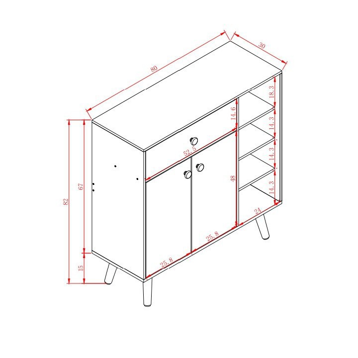 re0608 Tủ giày dép gỗ cao cấp 80x82x30m - Tủ giày dép gỗ thông minh - Tủ xếp giày dép 3 ngăn kéo chân bắc âu