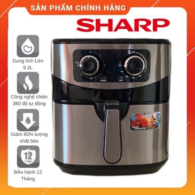 [ freeship ] nồi chiên không dầu sharp 9,2 lít KS92 dung tích siêu lớn công nghệ chiên 360 độ bảo hành 12 tháng