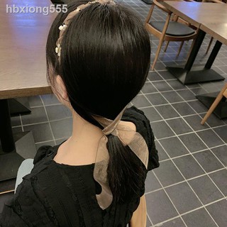 Băng đô cài tóc đính ngọc trai phối ren xinh xắn phong cách Hàn Quốc