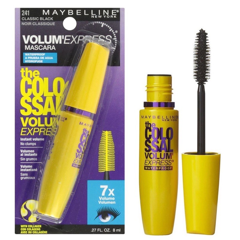 Mascara Maybeline vàng 7x, giúp mi dày, đen, không vón cục