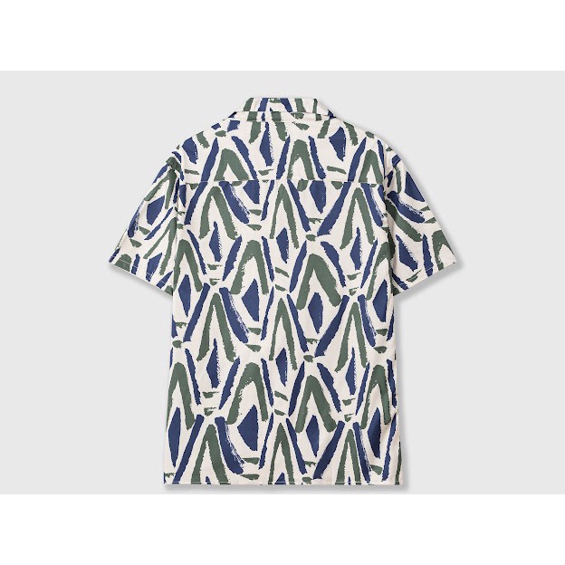 Áo sơ mi ngắn tay DEWE, vải lụa chéo nhập khẩu chống nhắn thoáng mát, hoạ tiết Núi Xanh - DEWE Cuban Shirtáo sơ mi nam h