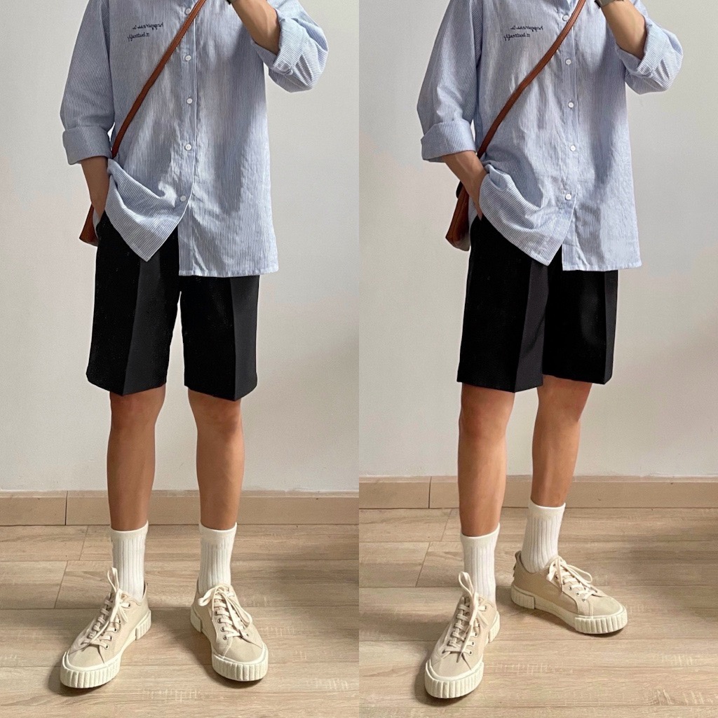 NOBITA HOME - Quần shorts nam, quần tây ngắn, nửa lưng chun 7702