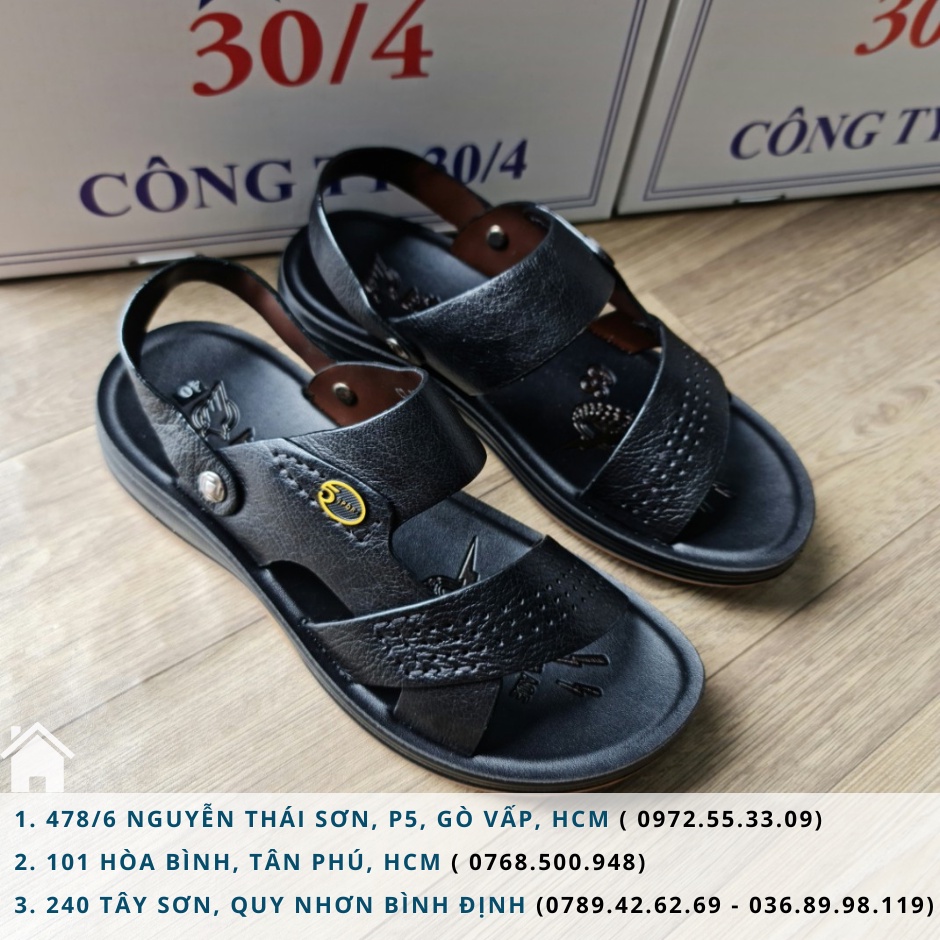 Dép Nam Da Bò Hai Màu Đen 101