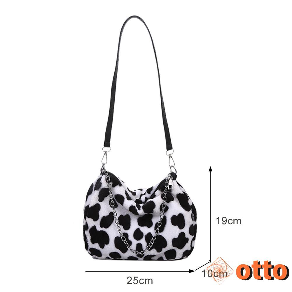 Portable Street Shoulder Chain Purse Women Cow Leopard Top-handle Bag Zipper Small Underarm Handbags