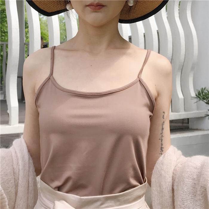 Áo dây camisole màu trơn phong cách retro Hàn Quốc