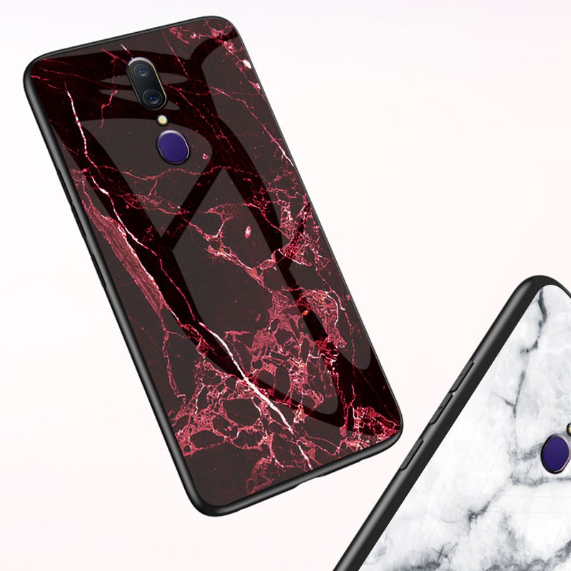 Toughened glass Marble Case For OPPO A7 A5/A3s F11 pro A9 Reno Z 10 F9 Cover Casing