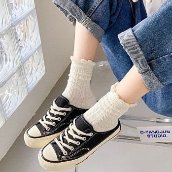 Tất Nữ Cổ Cao Tất dệt kim viền bèo được chọn màu mẫu T12