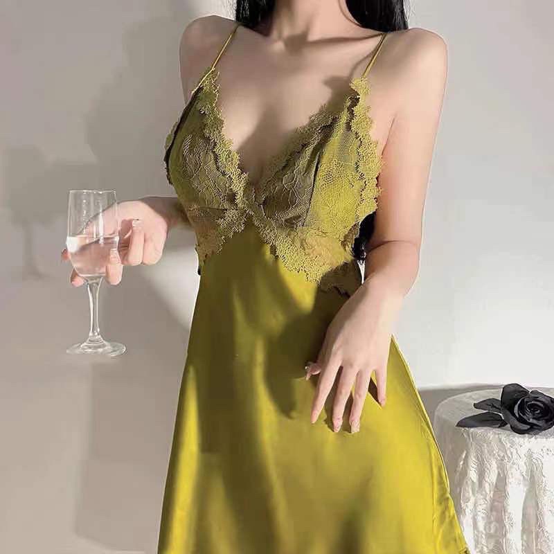 Bán sỉ Bộ đồ ngủ nữ hai dây phối ren mềm mại quyến rũ SP074