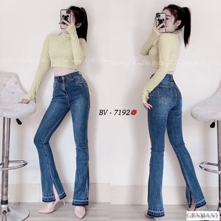 Quần ống loe ống vẩy xẻ gấu viền đậm