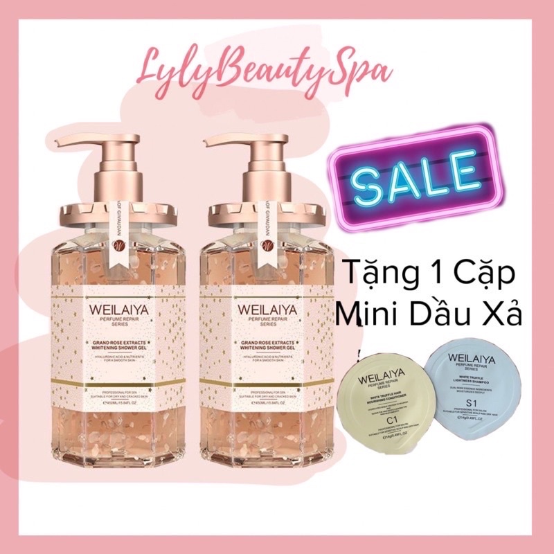 Sữa Tắm Trắng Da Cánh Hoa Hồng Damask Weilaiya Lưu Hương Thơm Lâu Toàn Thân Chính Hãng