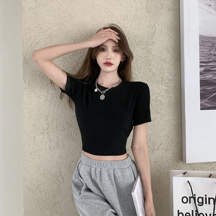 Áo Croptop Tay Ngắn Bigsize Dưới 80Kg Cổ Tròn Ôm Body Chất Thun Trơn "TN"