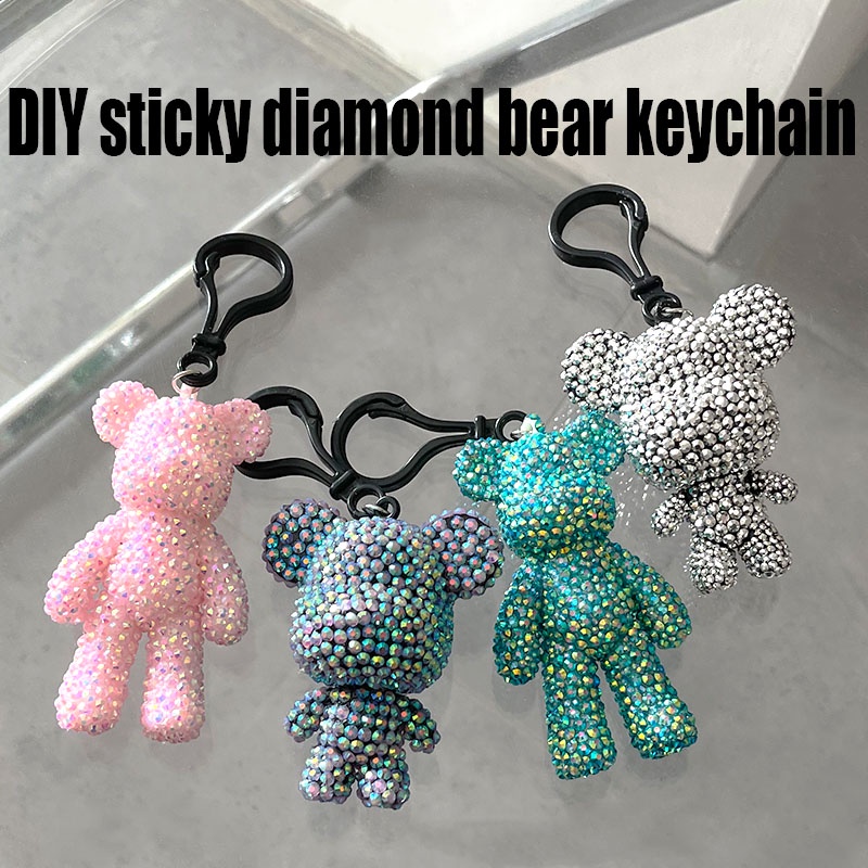 Móc Khóa Hình Gấu Tự Đính Đá Dễ Thương