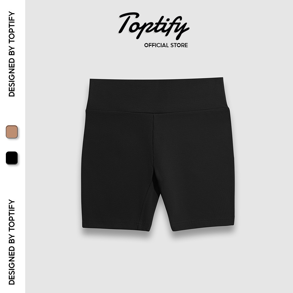 Quần legging đùi TOPTIFY nữ thun gân cạp cao Biker Shorts co giãn 4 chiều Q19 - Hàng mới về