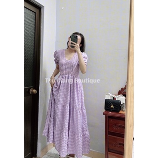 Đầm caro 2 lớp