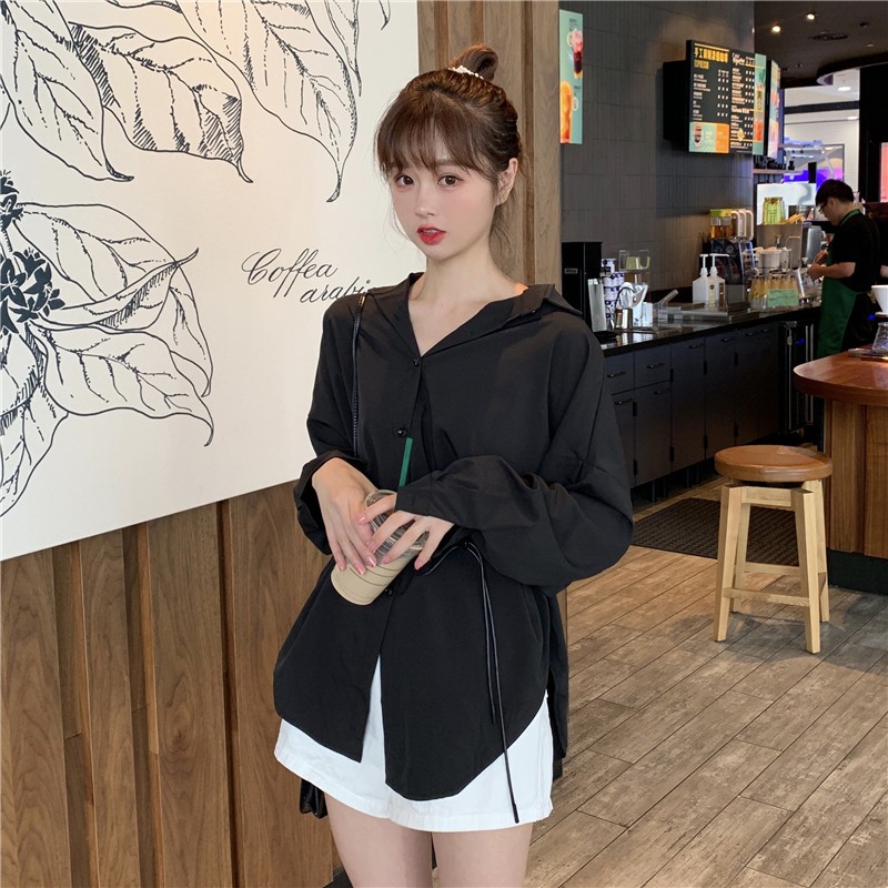Áo sơ mi form nữ rộng tay dài Emilyshop ulzzang