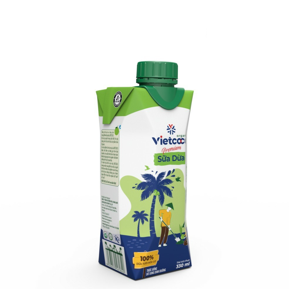 Sữa dừa Hữu Cơ Vietcoco hộp 330ml -  Organic Coconut Milk [ SDVO ]