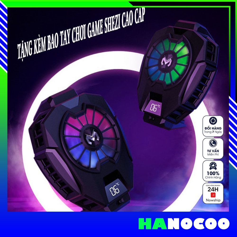 Quạt tản nhiệt MEMO DL05 siêu lạnh cho điện thoại gaming LED RPG có đèn báo nhiệt độ hàng chính hãng