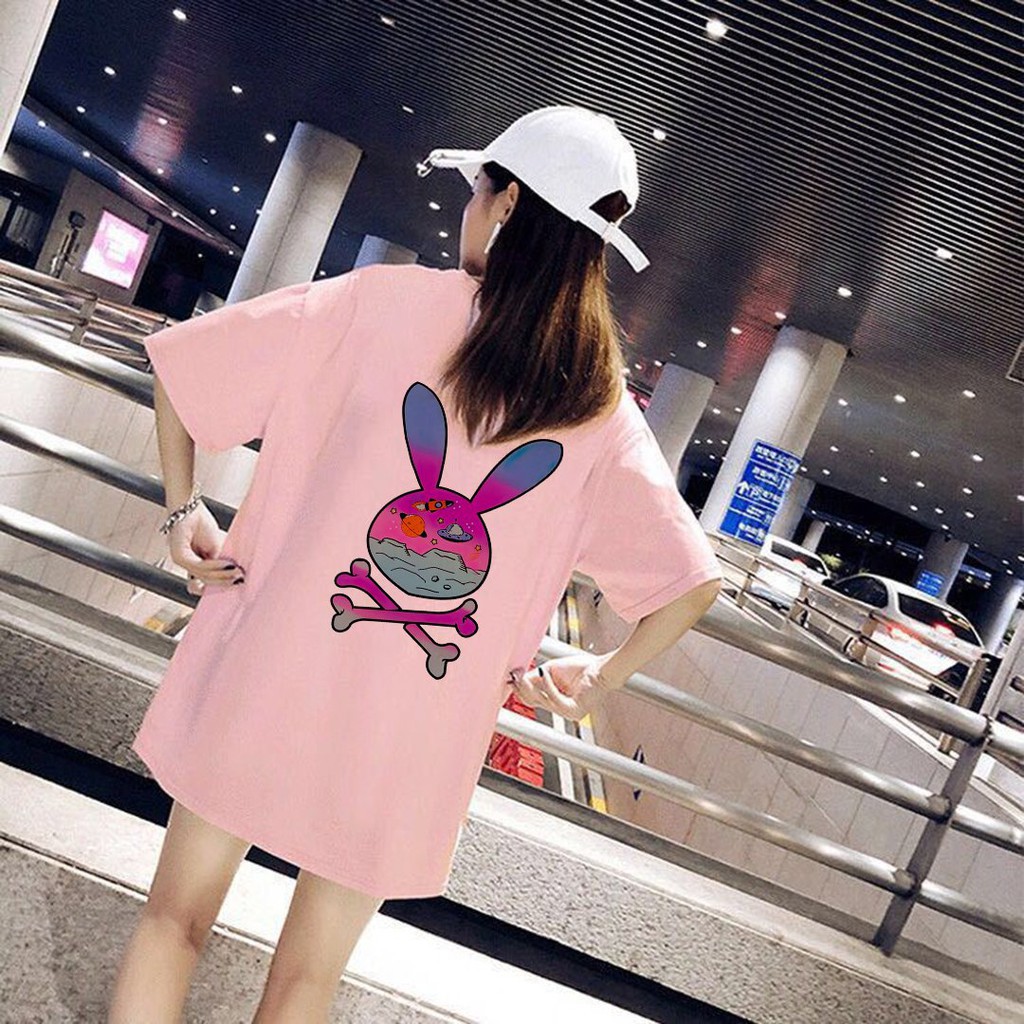 Áo Thun Tay Lỡ In Thỏ Trippy Land Unisex Freesize Dưới 75kg ATIN13 | BigBuy360 - bigbuy360.vn