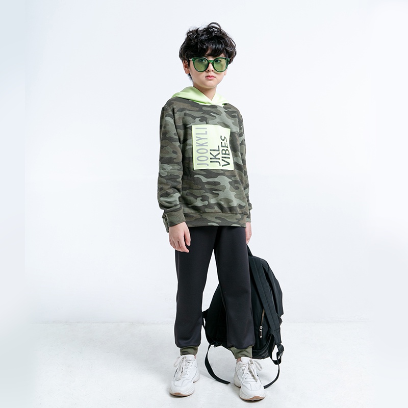 Bộ quần áo bé trai camo JOOKYLI chất liệu mềm mại co giãn thiết kế cao cấp