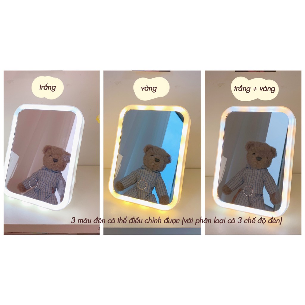 Gương Để Bàn Có Gắn Đèn Led Illuminating Mirror Sạc USB