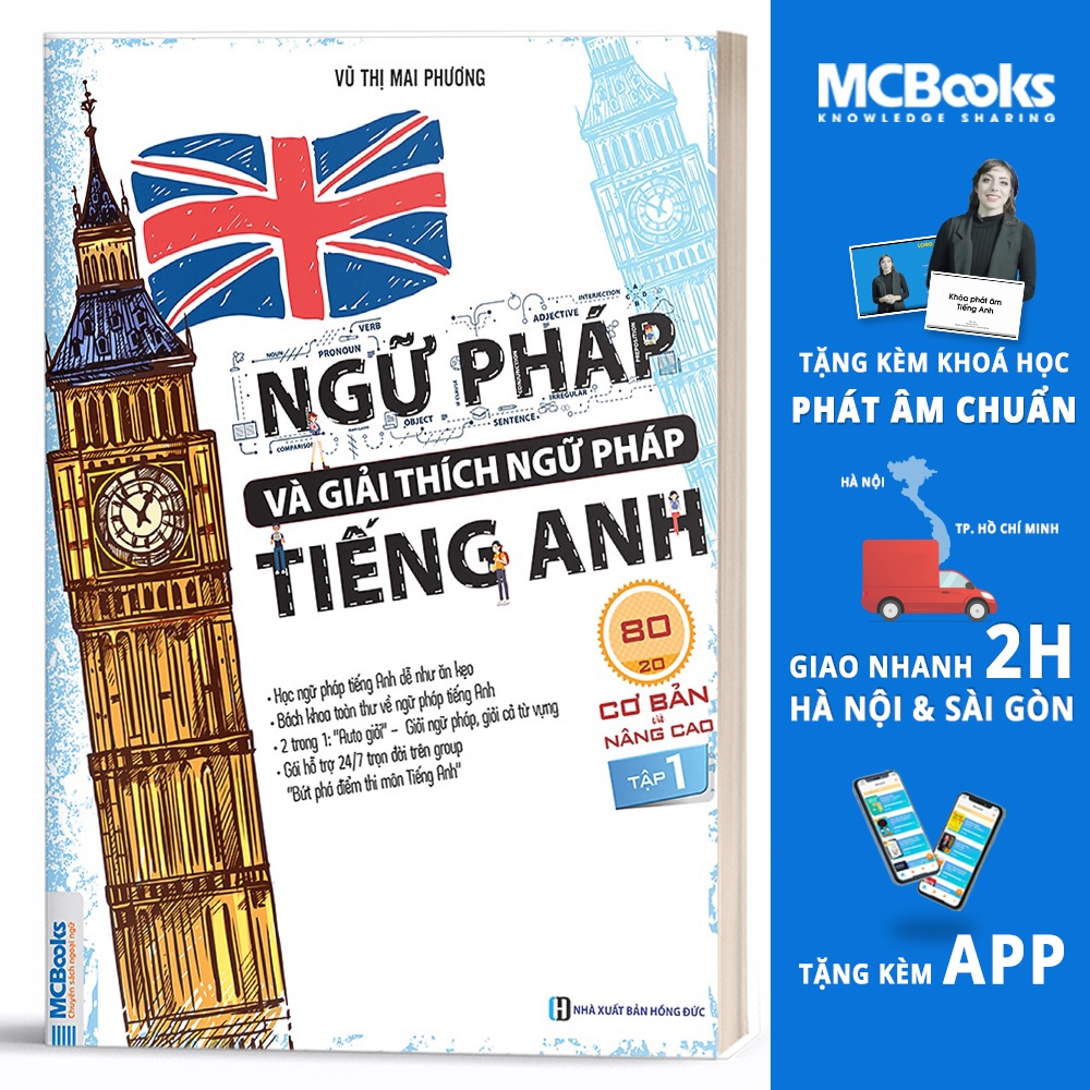 Sách - Ngữ Pháp Và Giải Thích Ngữ Pháp Tiếng Anh Cơ Bản Và Nâng Cao Tập 1 - Học Kèm App Online