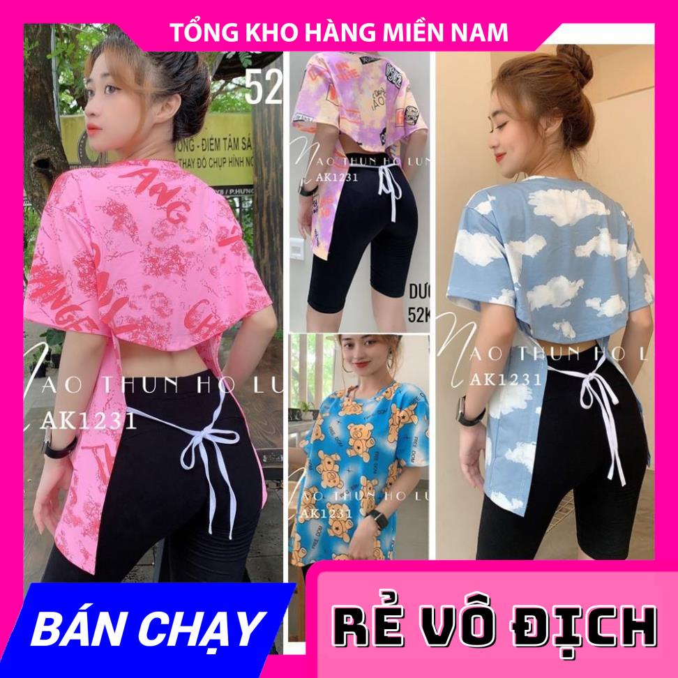 ÁO HỞ LƯNG PHOM RỘNG 3/4 CỘT DÂY NƠ SAU LƯNG ⚡ẢNH TỰ CHỤP⚡ ÁO THUN LOANG MÀU ⚡ ÁO BÒ SỮA ⚡ ÁO THUN PHOM RỘNG AK1231