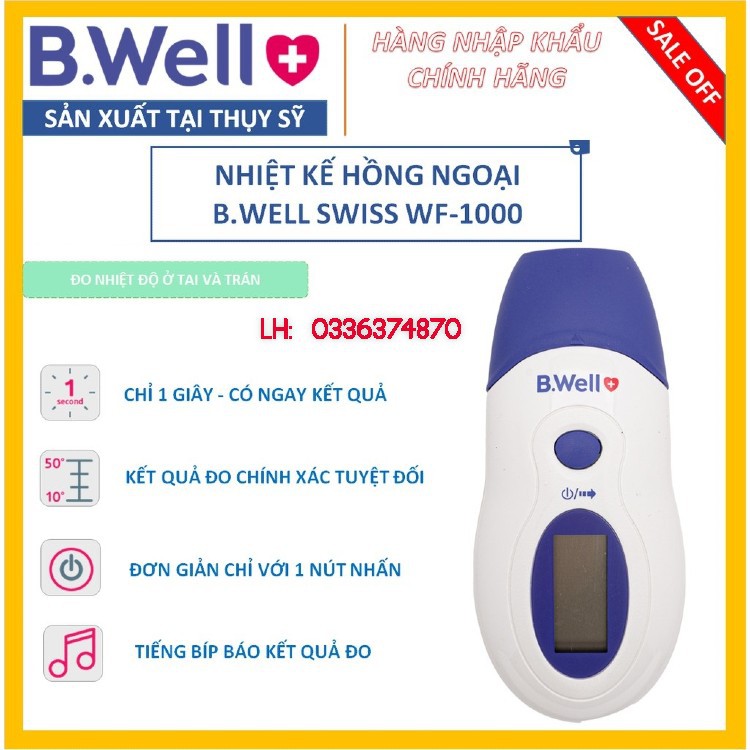 [HÀNG CHUẨN THỤY SỸ] - NHIỆT KẾ HỒNG NGOẠI CHO BÉ B.WELL SWISS WF-1000 [100% CHÍNH HÃNG] - BẢO HÀNH 2 NĂM - 1 ĐỔI 1