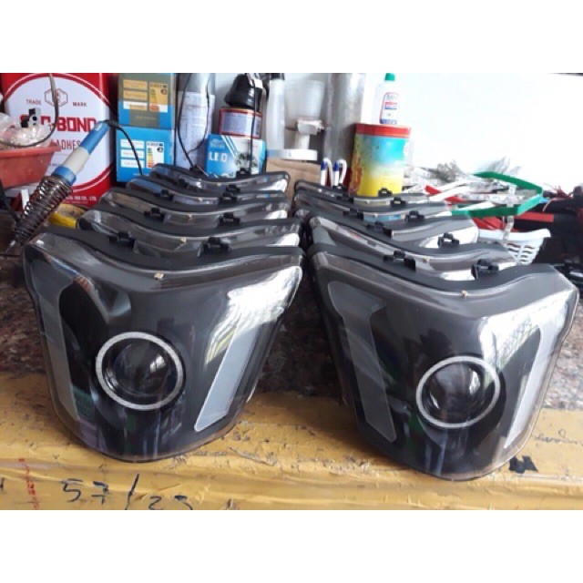 Pha đèn full Led Audi kết hợp Gương cầu cho Exciter 150 Exciter 135