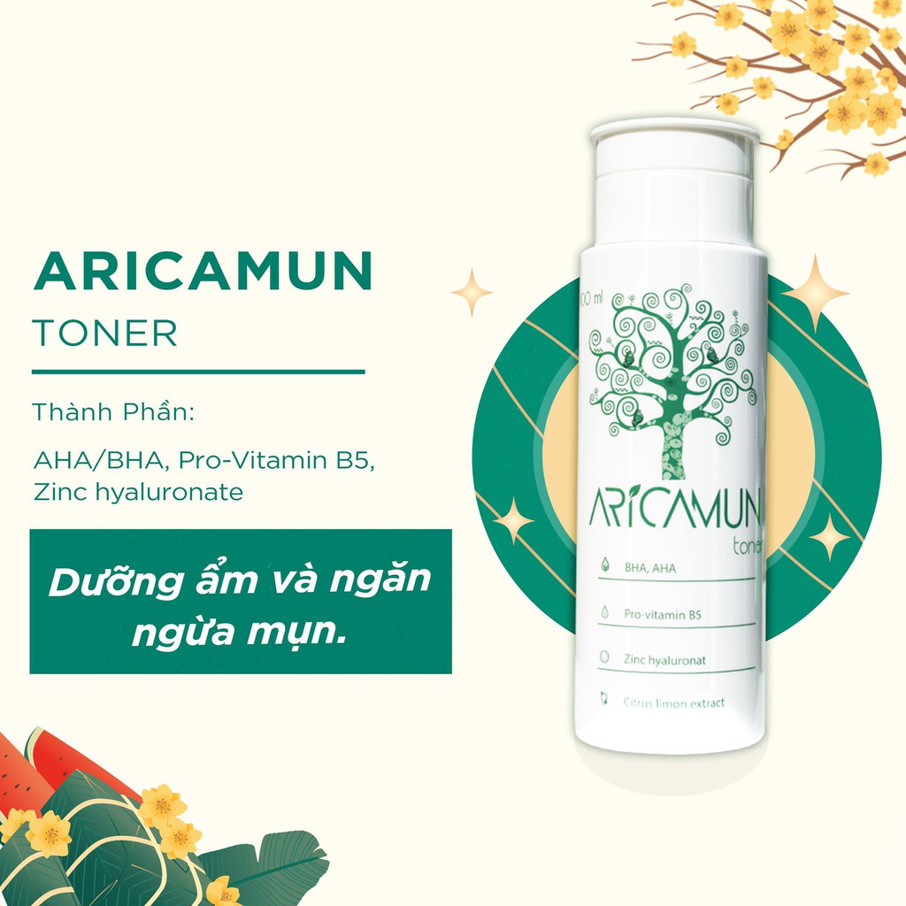 Toner Acid AHA/BHA Aricamun Cấp Ẩm Làm Dịu Và Sạch Sâu Cho Da 100ml