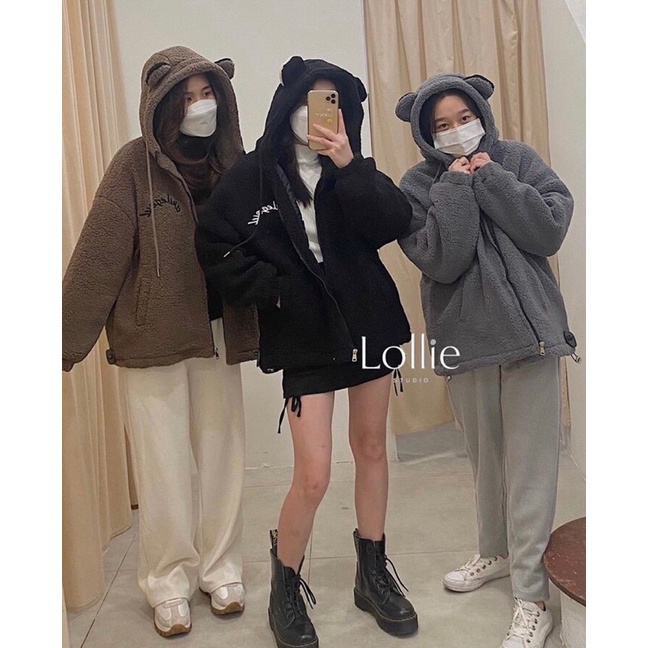 Áo khoác lông tai gấu ( 3 màu Đen, Xám, Nâu ) | BigBuy360 - bigbuy360.vn