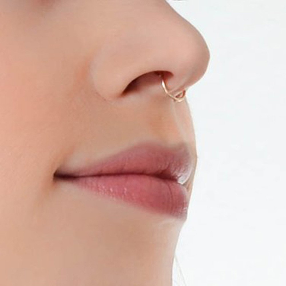 Khuyên mũi giả bằng thép không gỉ 8mm nhiều màu sắc thời trang sành điệu dành cho nữ