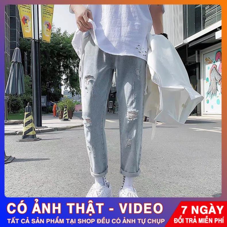 QUẦN JEAN, QUẦN BÒ BAGGY NAM WASH RÁCH BẠC - Thời Trang Unisex GenZ