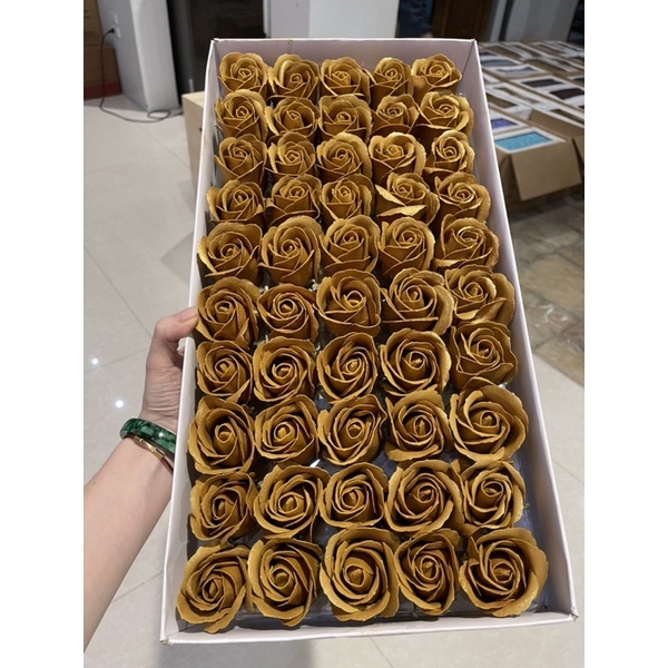 SỈ Hoa Sáp Nhũ HỘP 50 ĐẦU BÔNG Loại Vip Nhũ Vàng Kim