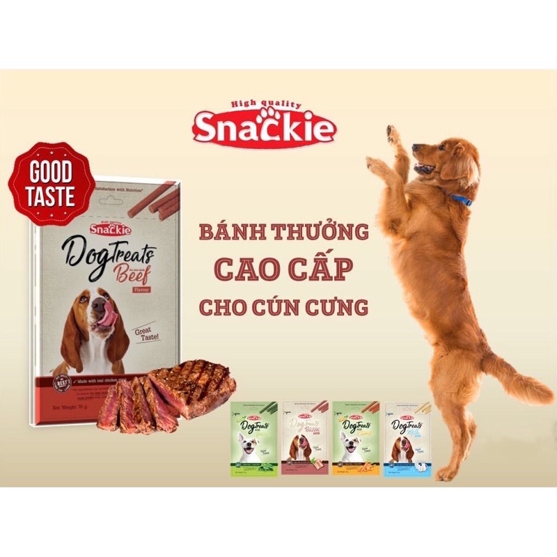 Bánh thưởng cho chó Snackie dạng que gói 70g - Snack cho chó made in Thái Lan