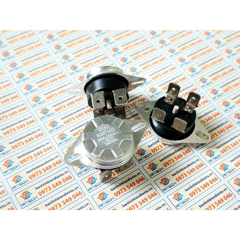 Rơ Le Nhiệt KSD302 75°C - 95°C 250V 20A Thường Đóng 4 Chân